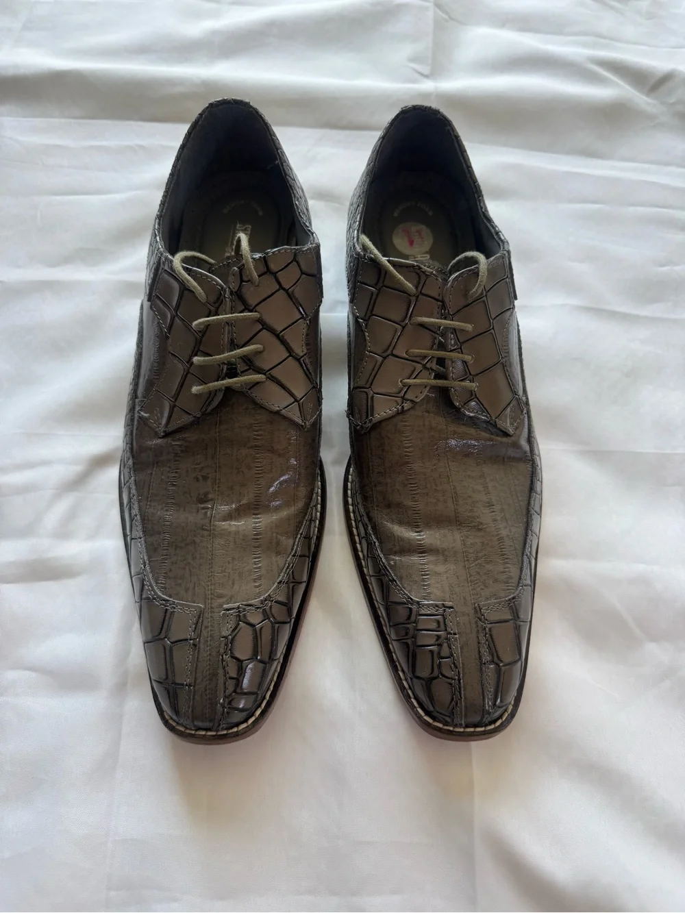 Stacy Adams Brown Croc-Embossed Lace-Up Dress Oxfords